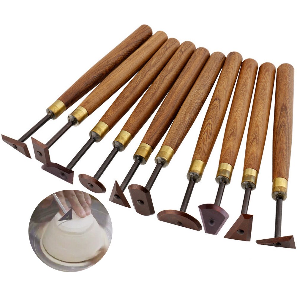 Herramientas de cerámica de caoba de , cuchillo de acero de tungsteno, escultura de arcilla con mango de madera, herramienta práctica de recorte, arte DIY