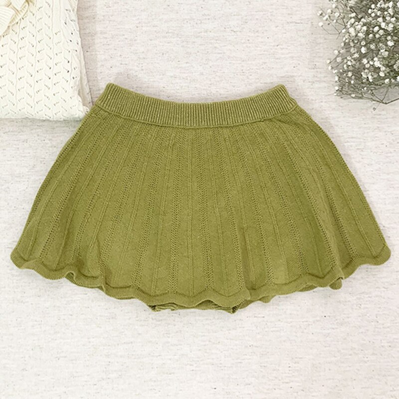 Kind Baby Meisje Zoete Broek Prinses Baby Meisje Broek Kinderen Meisje Pure Kleur Shorts Lente Herfst Gebreide Broek Rok: P22170 green / 6M-73