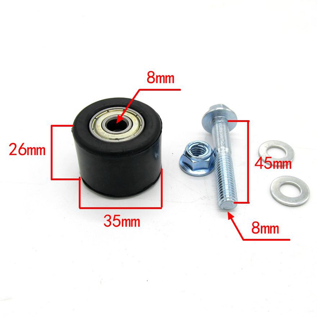 2 stk motorcykel 8mm kæde rulle spændere hjulstyr med bolt til yamaha yfz 350 banshee motor -sort