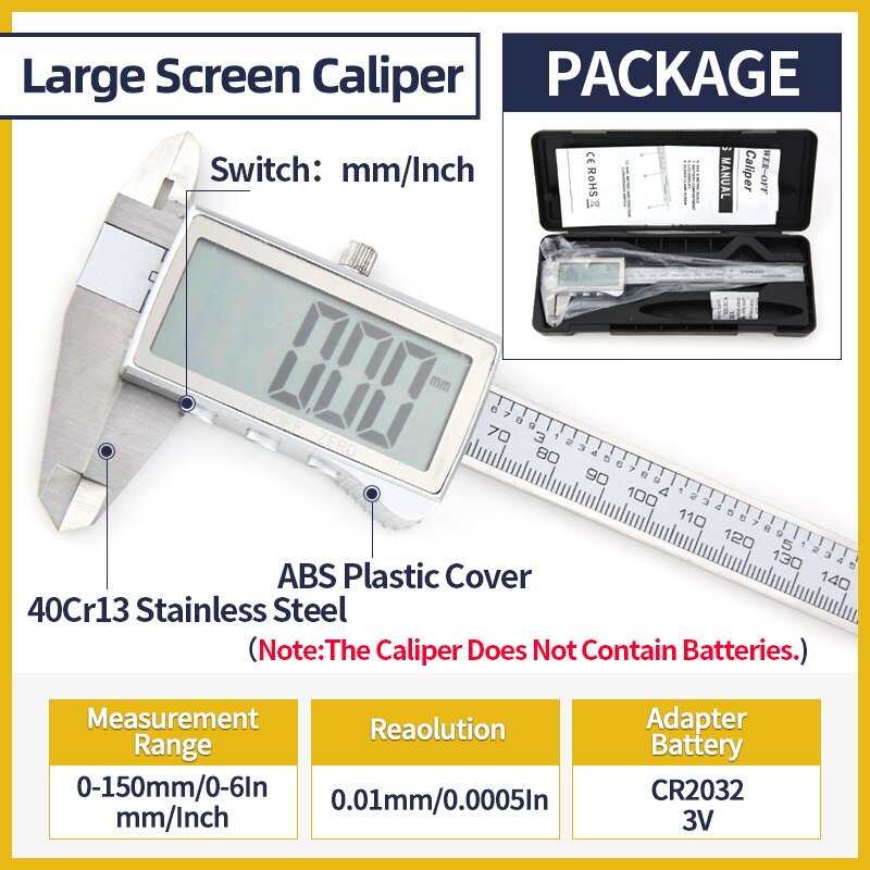 Vernier Caliper With Meter Dial Calipers Metal gauge Micrometer Ruler Metal Caliper Stainless Steel Gauge Depth Measuring Tools: Box Large Caliper