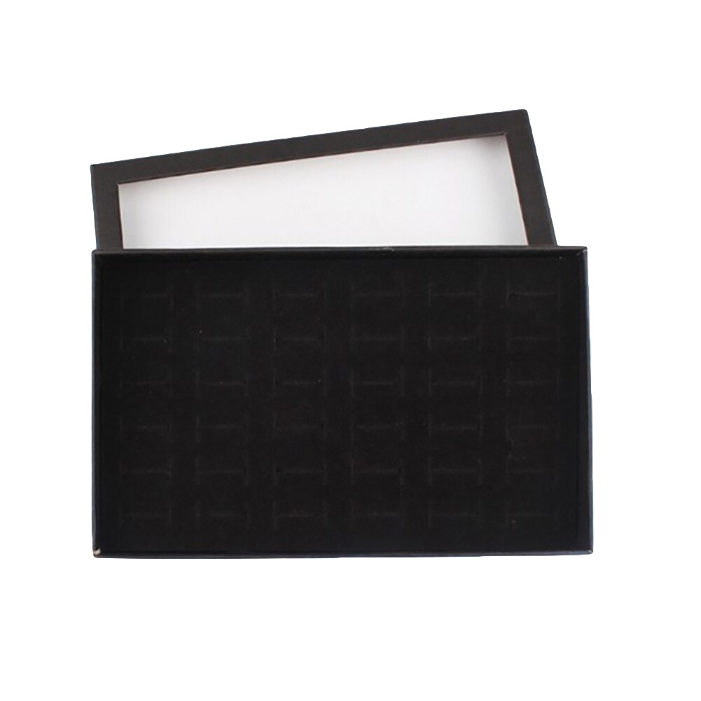 Oorbellen Sieraden Display Houder Organizer Praktische Show Case Transparant Venster Pvc 36 Slots Ring Box Lade Storage Case: Black