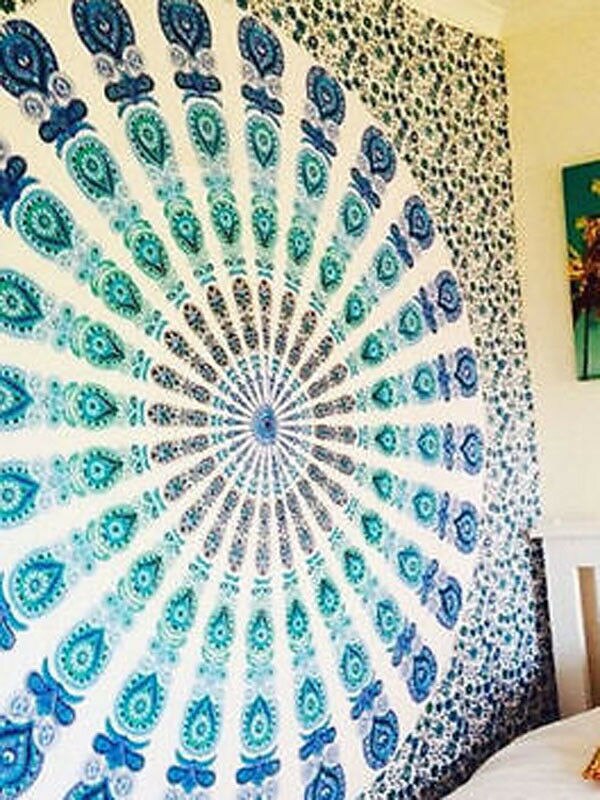 Nueva Toalla de playa redonda plegable, colgante de pared de secado rápido, manta Mandala pícnic al aire libre, alfombra de pavo real, Alfombra de acampar, toallas de natación