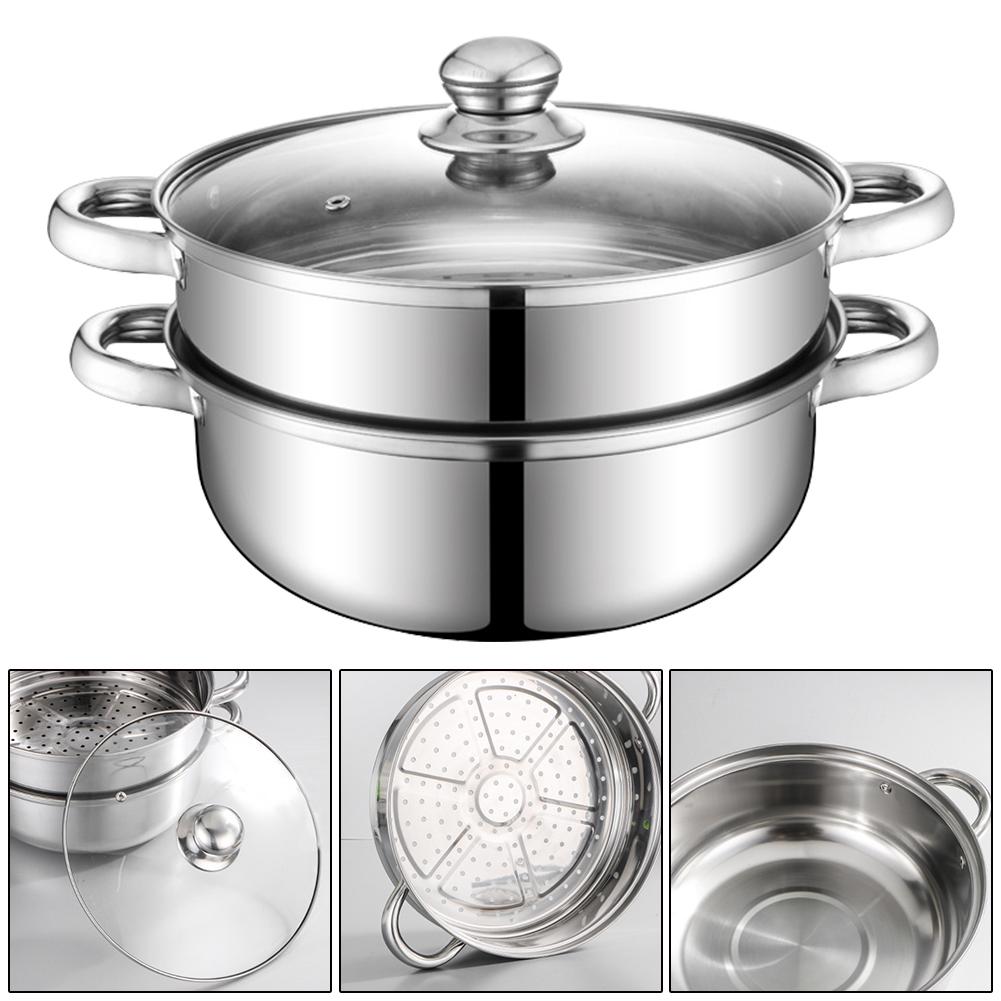 Steam Boiler Set Double Stainless Steel Steamer Thick Soup Steamer Multifunctional Pot Home Induction Cooker For Porridge