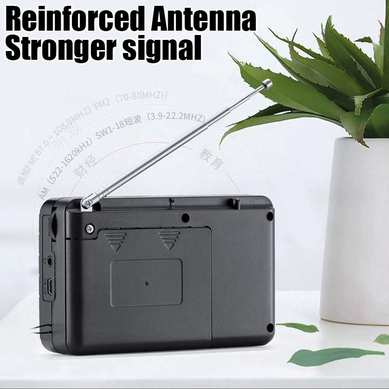 Vollbandradio, tragbarer FM/AM/SW-Empfänger, wiederaufladbarer Radio-TF/USB-Musikplayer mit LCD-Display, 3,5-mm-Kopfhöreranschluss