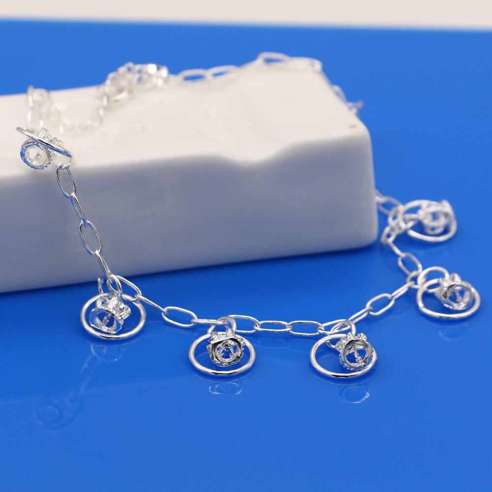 leg bracelet brand sterling silver anklet jewelry for women girl ;Full Crown Anklet female foot jewelry