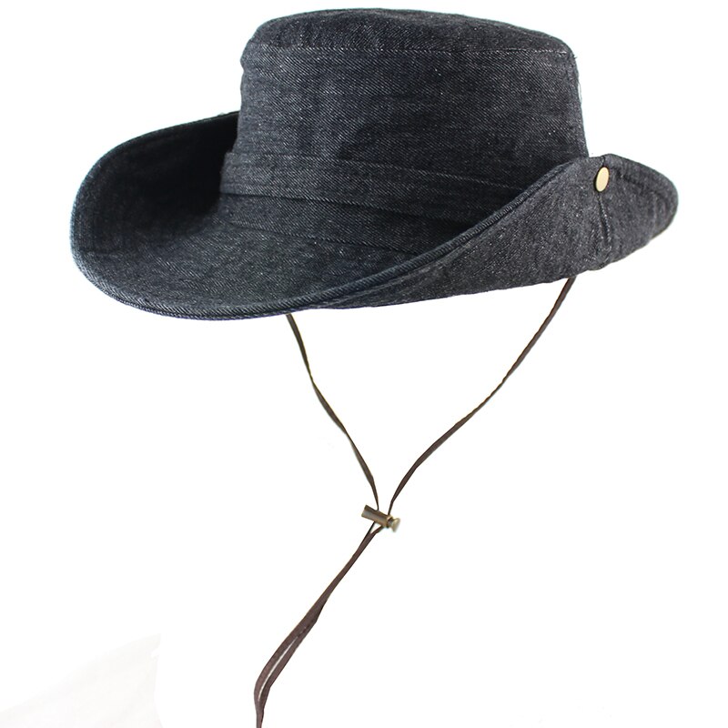 Katoen Zonnehoed Voor Vrouwen Mannen Emmer Denim Lente Zomer Vissen Hoed Strand Lange Grote Brede Rand Outdoor Uv Bescherming opvouwbare