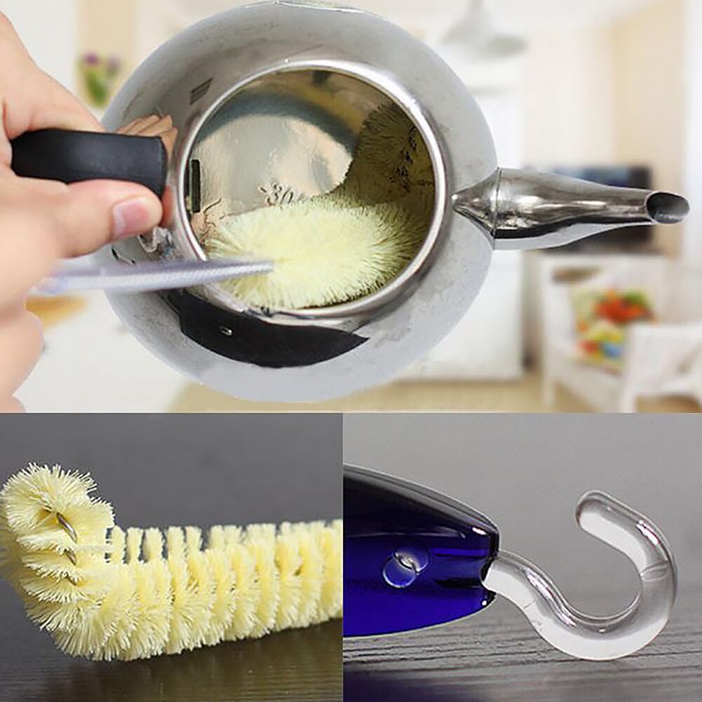 40cm Durable Yellow Long Cleaning Brush Handle Spiral-shaped Bottle Brush Bottle Brush Comfort Grip Easy to Clean Corners