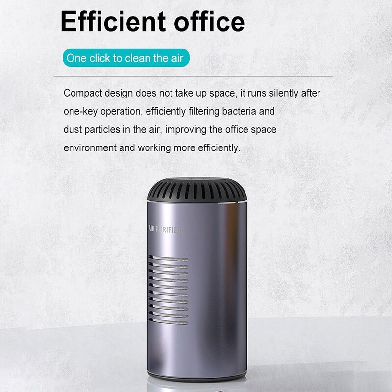Car Air Purifier with HEPA Filter Portable Cleaning Negative Ions Cleaning Support Wireless Charging