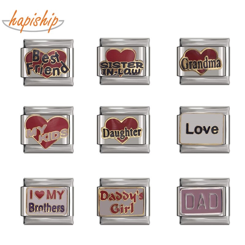 Hapiship Familie Charmes Beste Zus Kids Brother Dochter Oma Liefde Vader Daisy Charm Links Fit 9Mm Armband DJTop55