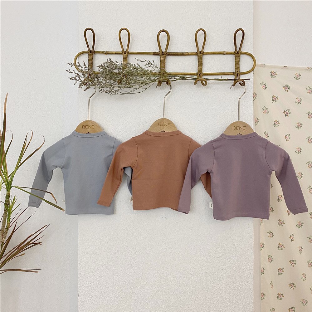 Frühlings-t-Hemden für babys, mädchen und jungen ( 0-2 jahre), weiche, einfarbige Hemden, herbsttops, bekleidungsoutfits
