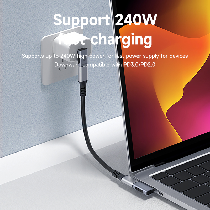 Hagibis 240W Adapter USB C do C 40Gbps 8K 60Hz 90 Degree Converter Adapter USB4 do tabletu Thunderbolt 4/3 MacBook iPhone 16 Pro
