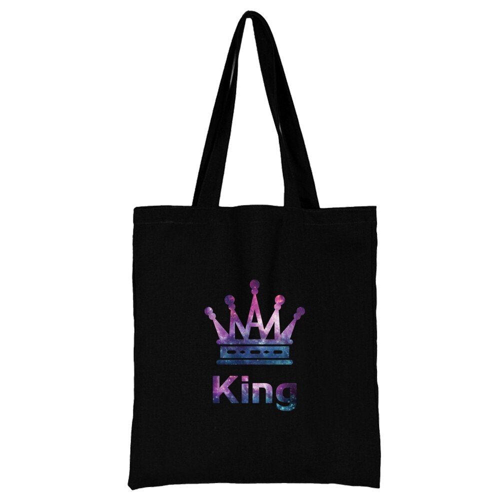 Harajuku Stijl Boodschappentas Koning Serie Handtas Schoudertas Grote Capaciteit Herbruikbare Canvas Handtas Student Eco-vriendelijke Tas: 2King005