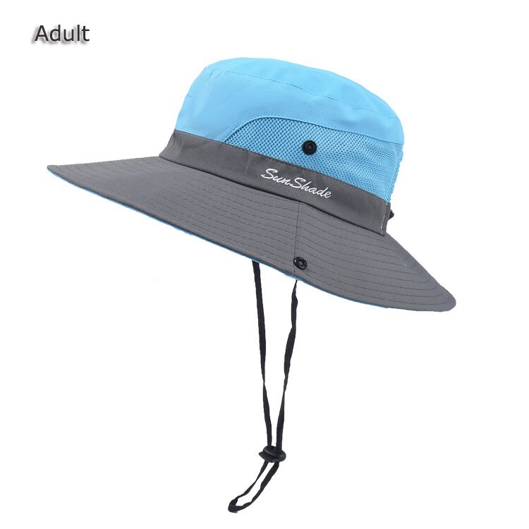 Sombrero de pescador de ala ancha y grande para hombre y mujer, gorra de pescador de 15CM, resistente al agua, unicolor, para pescar, deportes, senderismo, gorros de Montañismo: Blue
