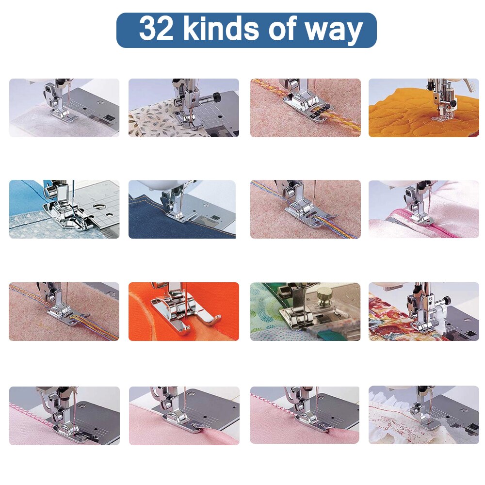 32pcs Sewing Machine Presser Foot Feet Kit Set With Box for Brother Singer Janom Sewing Machines Foot Tools Accessories