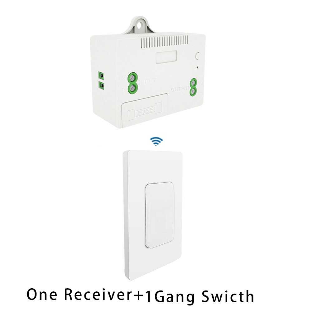RF433 Wireless Switch No Battery Remote Control Wall Light Switch Self Powered No Wiring Needed Wall Panel Transmitter US Type: 1 gang 1 recieve