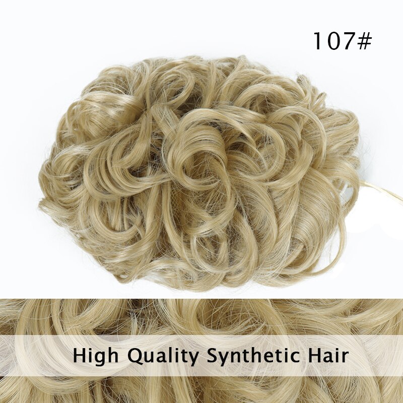 LUPU Messy Hair Chignon Black Brown Donut Updo Synthetic Hair Bun For Women Heat Resistant Fiber Hair Accessories: 107