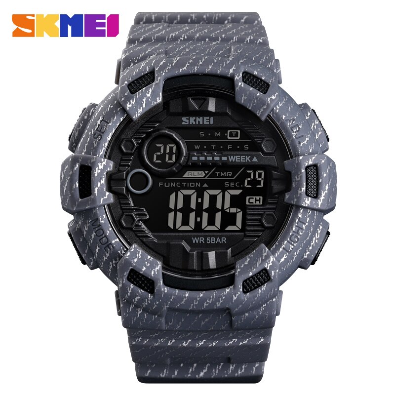 Sport Horloge Mannen Wekker 5BAR Waterdicht Week 12/24 Uur Display Herenhorloges Denim Mannelijke Digitale Horloge Relogio Masculino: Gray