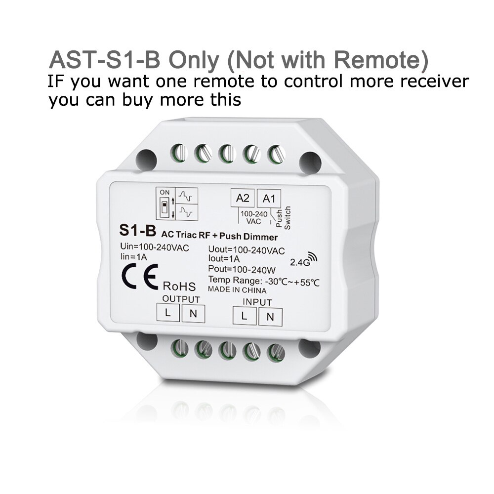 220v triac lysdæmpere  rf2.4g trådløse fjernbetjening trykkontakt led pære lampe  ac 110v 230v 220v smart wifi led lysdæmper lyskontakt: Kun s1- b lysdæmper
