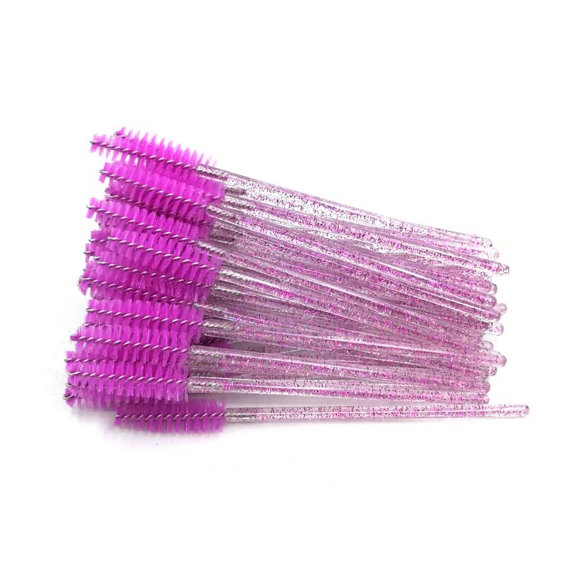 Crystal Disposable Lash Makeup Brush Applicator Styling Tools Individual Mini Mascara Wand Brush Eyelash extension: purple