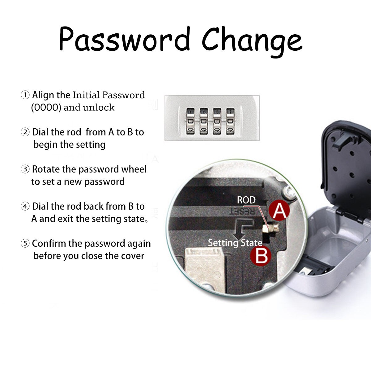 Key Safe Key Storage Box Wall-mounted Key Lock Box 4-digit Combination