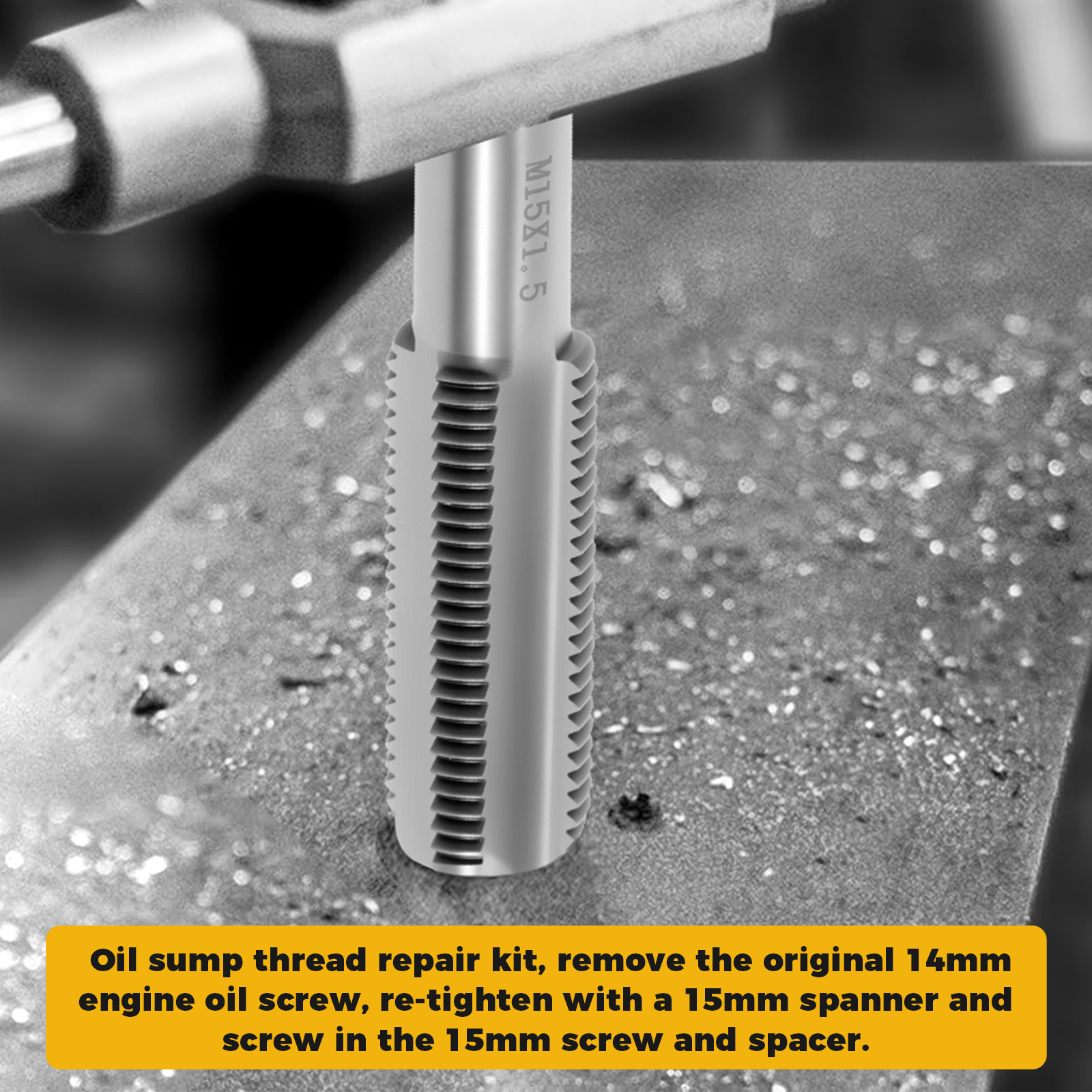 M15 x 1,5 mm Ölablassschraube, Gewinde-Reparatursatz, tragbare Ölwanne, Ablaufstopfen-Reparatur mit Aluminiumdichtungen für Autos, Ölpfannen