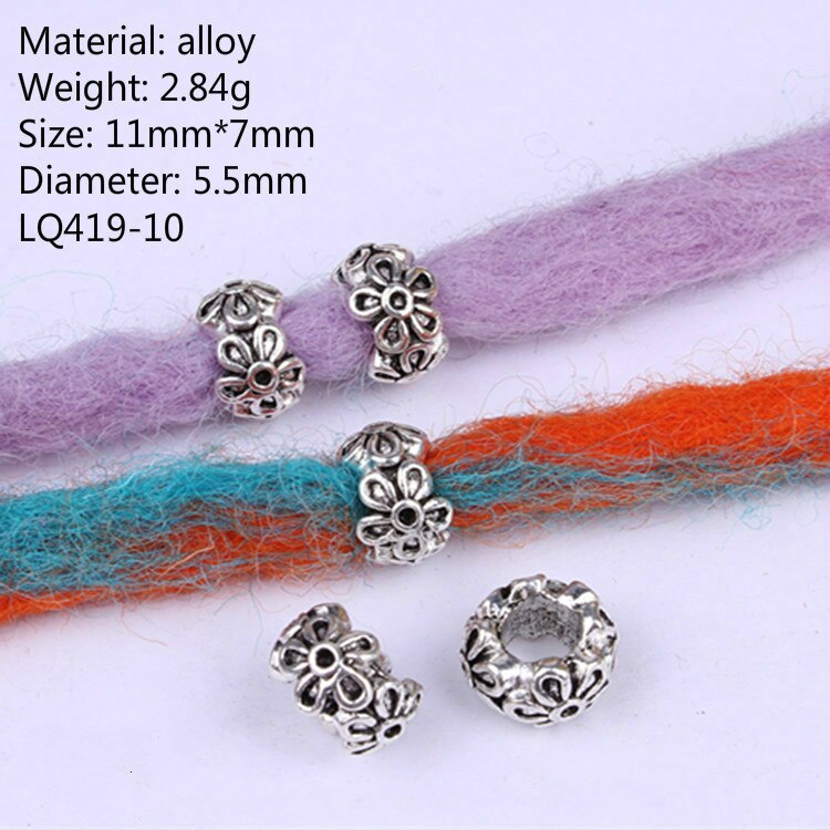 5 stk retro sølvfarvet guld farve hår flet ring tilbehør klips til kvinder piger dreadlocks perler cirkel styling værktøj hul 5-7mm: Nr. .9