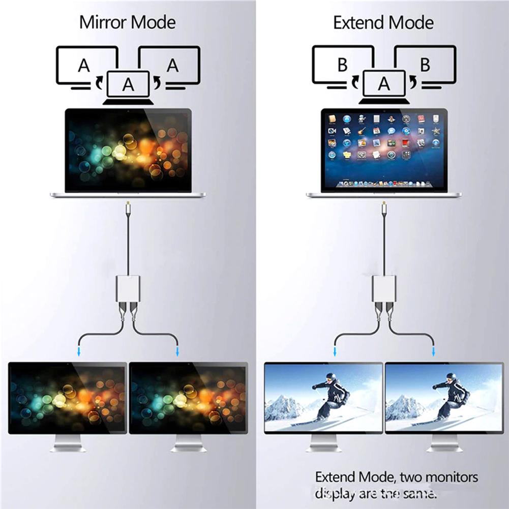 2-in-1 Docking Bahnhof Typ C Zu DP Mini DP 4k 2k Konverter Kabel Silber grau Laptop Zubehör