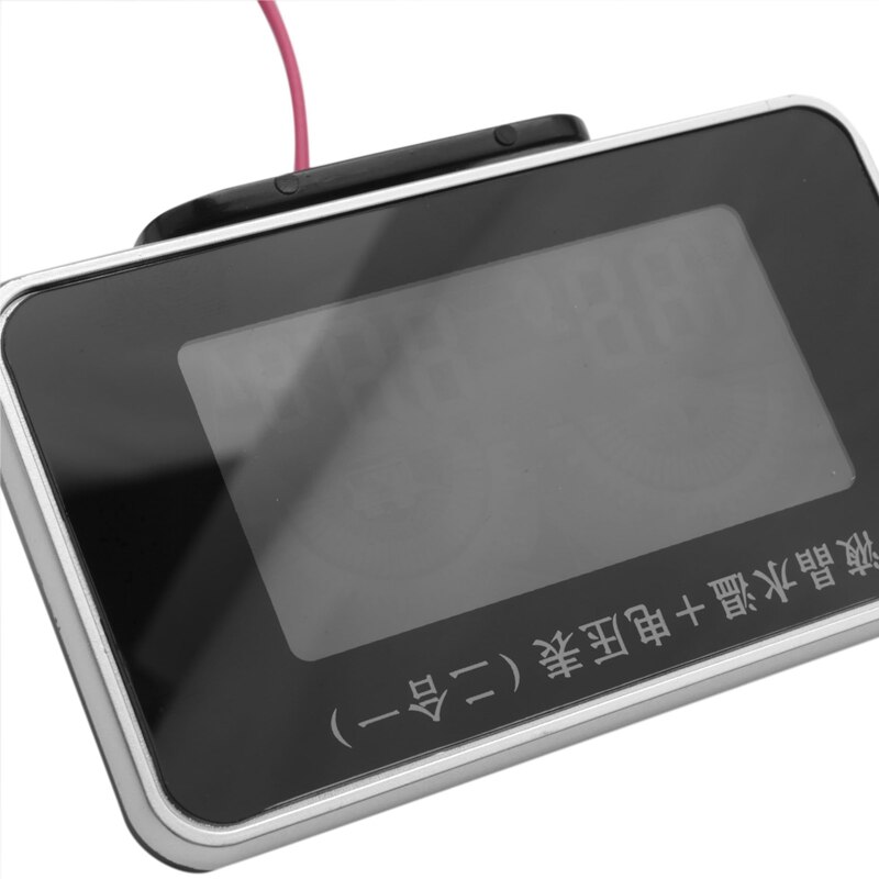 2X,2 In 1 Car LCD Digital Gauge Voltage Pressure Water Temperature Meter Buzzer Alarm M10