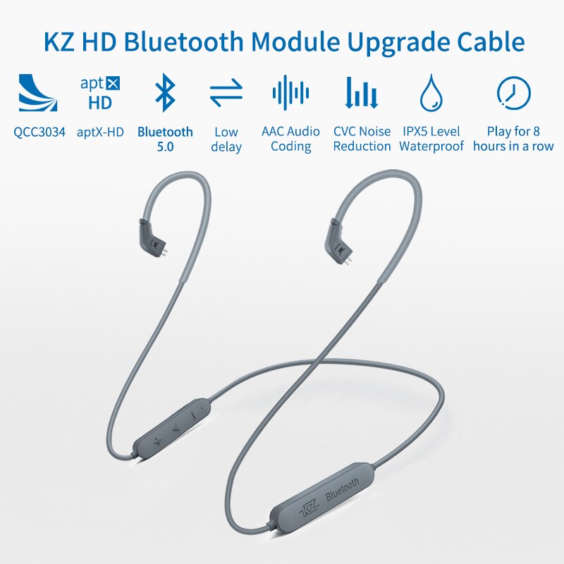 KZ Bluetooth 5.0 Aptx HD QCC3034 MMCX Earphone Wireless Upgrade Cable Applies Headset Cable For KZ ZAX ZSX ZS10 PRO AS10 ZSTx