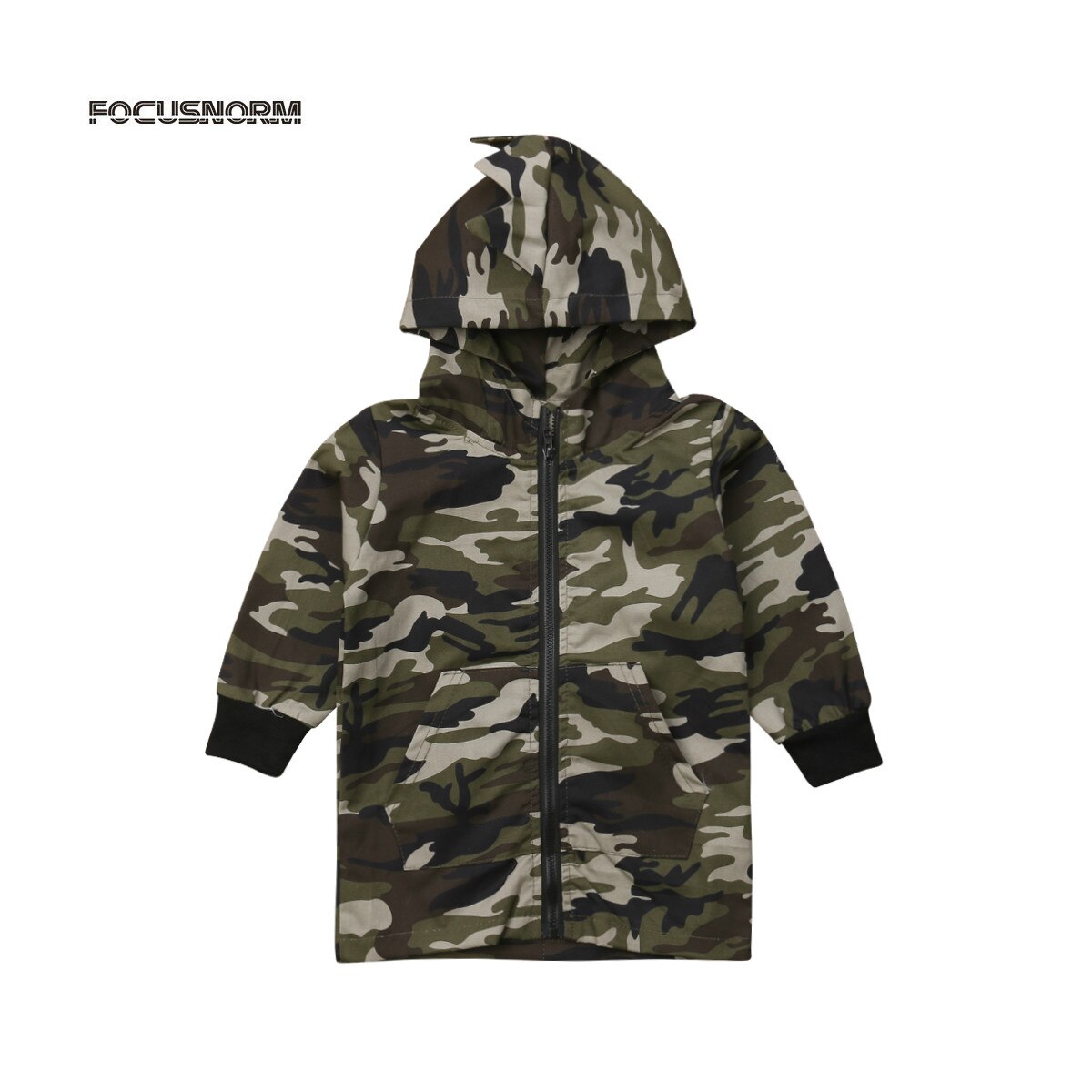 Brand New Bambino Del Bambino Dei Bambini Del Bambino Dei Ragazzi Camouflage Dinosauro della Chiusura Lampo del Cappotto Top Con Cappuccio Outwear Nuovo Vestiti Del Bambino di Modo