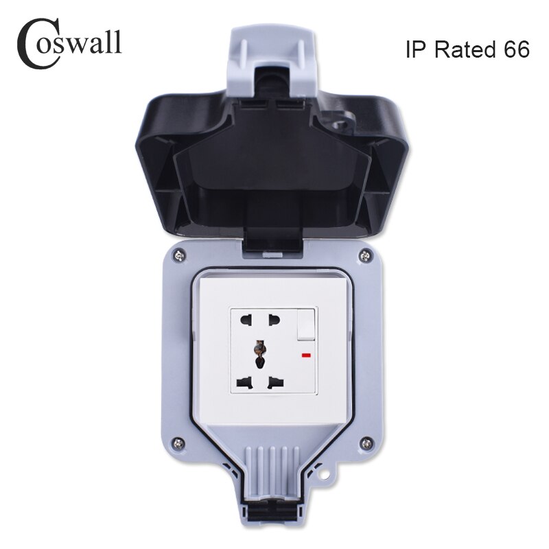 Coswall IP66 Weerbestendig Waterdicht Anti-Uv Outdoor Doos Stopcontact 13A Universele/Uk Geschakeld Stopcontact Met Usb-poort Opladen: BOX With Socket A