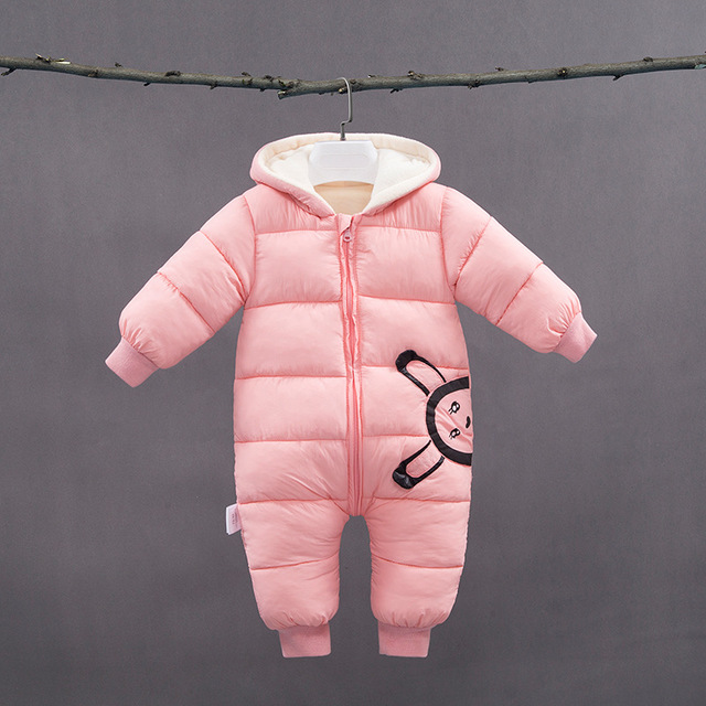 spring Winter Jumpsuit Baby Newborn snowsuit Snow Wear Coats Boy Warm Romper 100% down Cotton Girl clothes Bodysuit 0-18M: pink / 18M