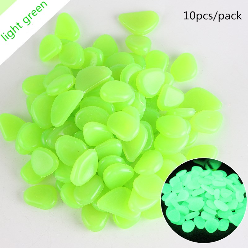 10Pcs/Packnew Lichtgevende Stenen Diy Tuin Park Road Aquarium Vaas Decaration Kids Glow In Dark Speelgoed Voor party Decoraties Steen: light green