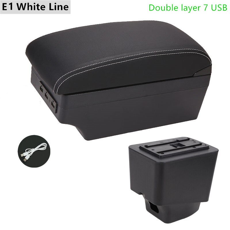 Armrest Box for Renault Captur Kaptur Leather Arm Rest Center Console Storage USB Car Accessory: E1 White Line