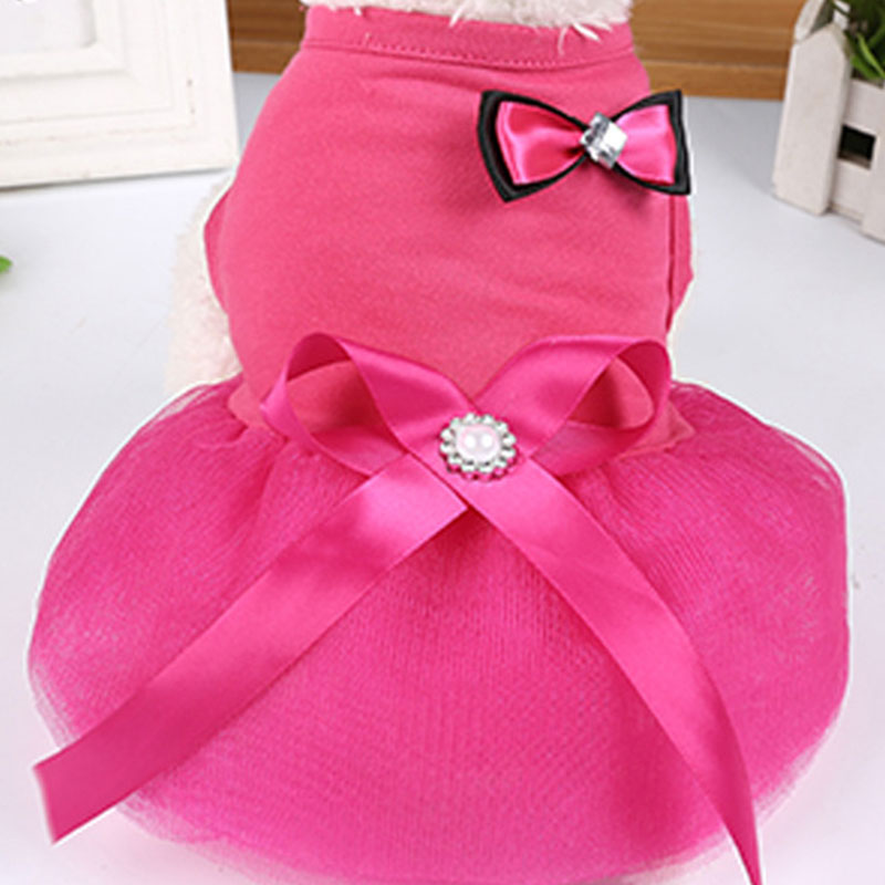 Sweet Cute Princess Style Dog Dresses Pet Supplies Fashionable Princess Style Skirts Universal Korean Style Pet Bow Skirts: rose red / L