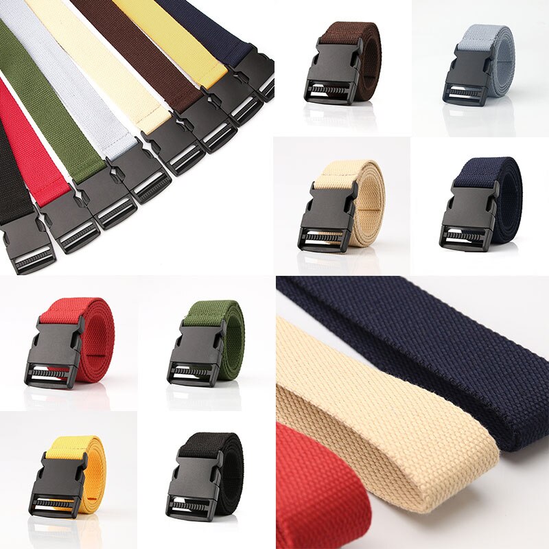 Voksne justerbare all-match bælte unisex koreansk stil lærred bælter vintage plast spænde elastisk ensfarvet lang linning