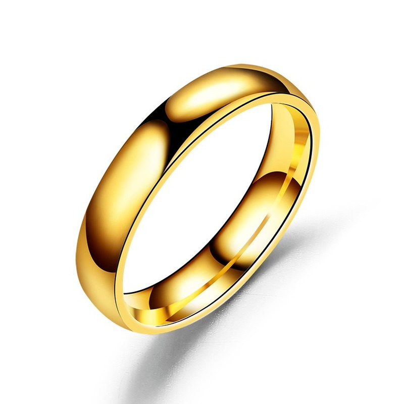 Simple 6mm Titanium Ring Women Men Prevent Allergy High Polished Wedding Rings Stainless Steel Couple Finger Jewelry: 9 / Gold