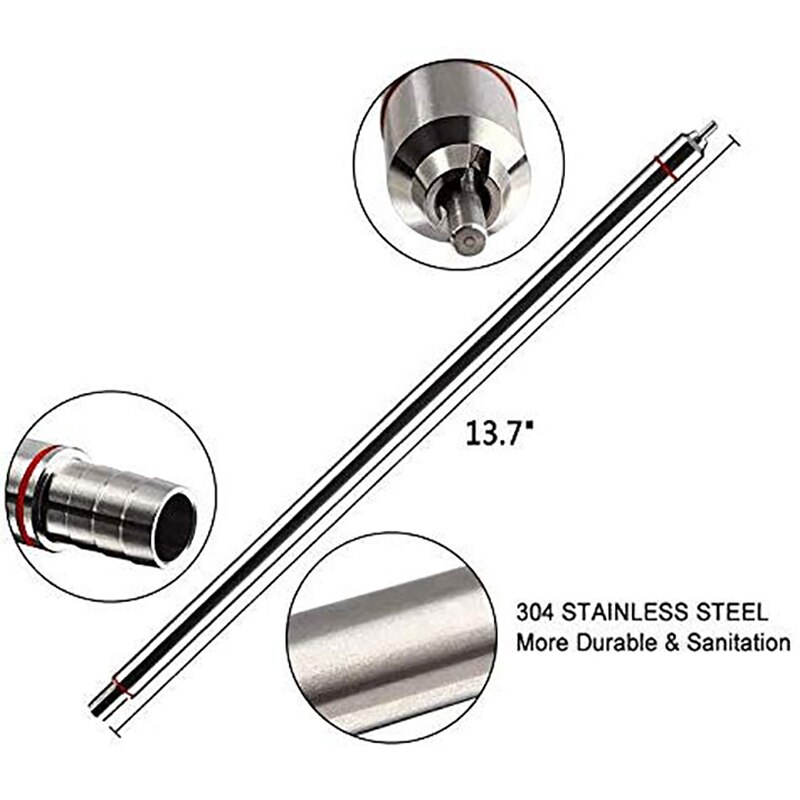 Stainless Steel Spring Loaded 14 inch Length Bottle Filler Wand Kit for ...