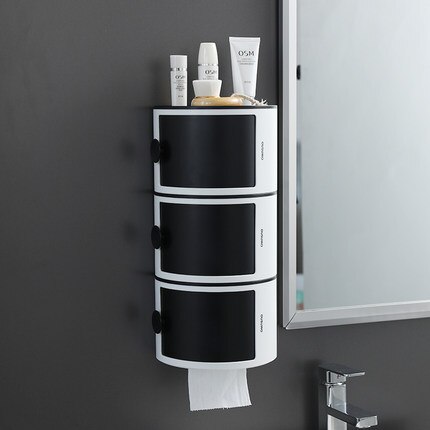 Toilet Tissue Box Double-layer Toilet Paper Rack Toilet Paper Box Non-Perforated Waterproof Roll Paper Tube Paper Box
