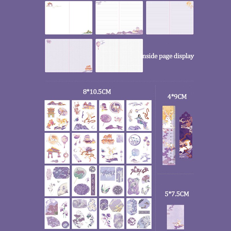 Chinese Stijl Dagboek Notebook Planner Kleurrijke Inner Pagina Notepad Wekelijkse Planner Met Sticker Kaart Tape School Office Stationry