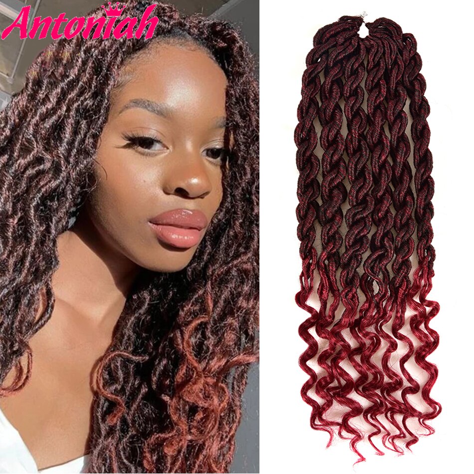 Antoniah bohemian faux locs tresse au crochet bouclée 24 brins extensions de tresses ombrées cheveux synthétiques au crochet pour femmes noires