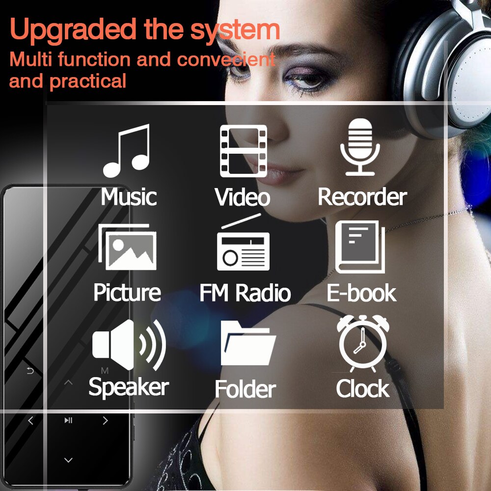 ICEICE MP3 Player with bluetooth and Speaker 2.4 Screen touch keys hi fi fm radio mini sport MP 3 music player portable walkman