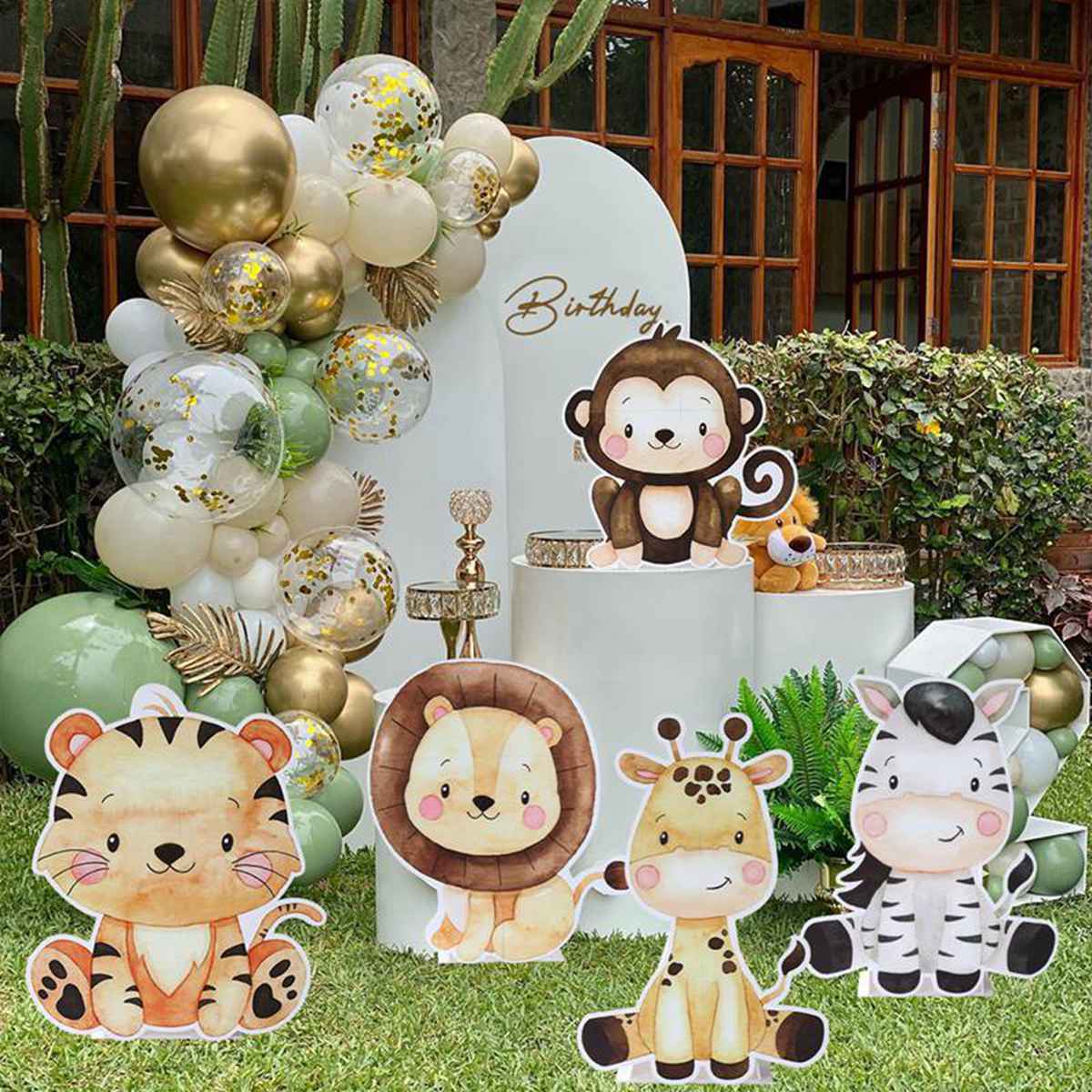 Fondo de de animales de la selva para niños, tablero KT, bosque verde, decoración de de primer cumpleaños, Safari de la selva, suministros para Baby Shower