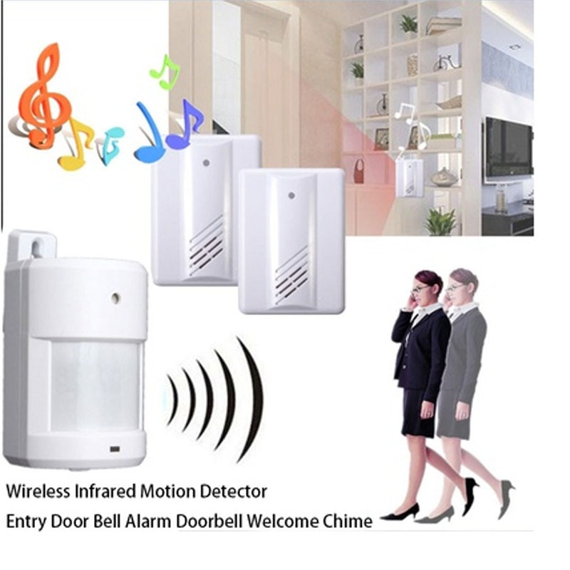 Wireless Infrared Monitor Motion Detector Entry Door Bell Alarm Doorbell Chime