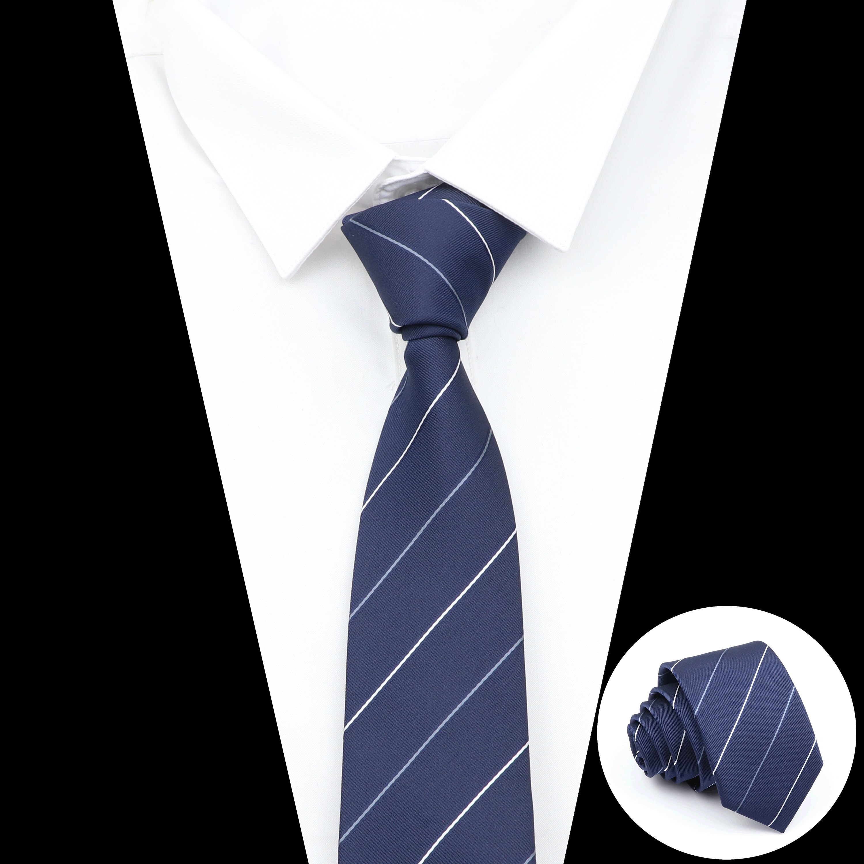 Corbata Negra a rayas para hombre, corbatas a cuadros de Color sólido de 6cm, azul y rojo, accesorios de uso diario, corbata, de de boda para hombre