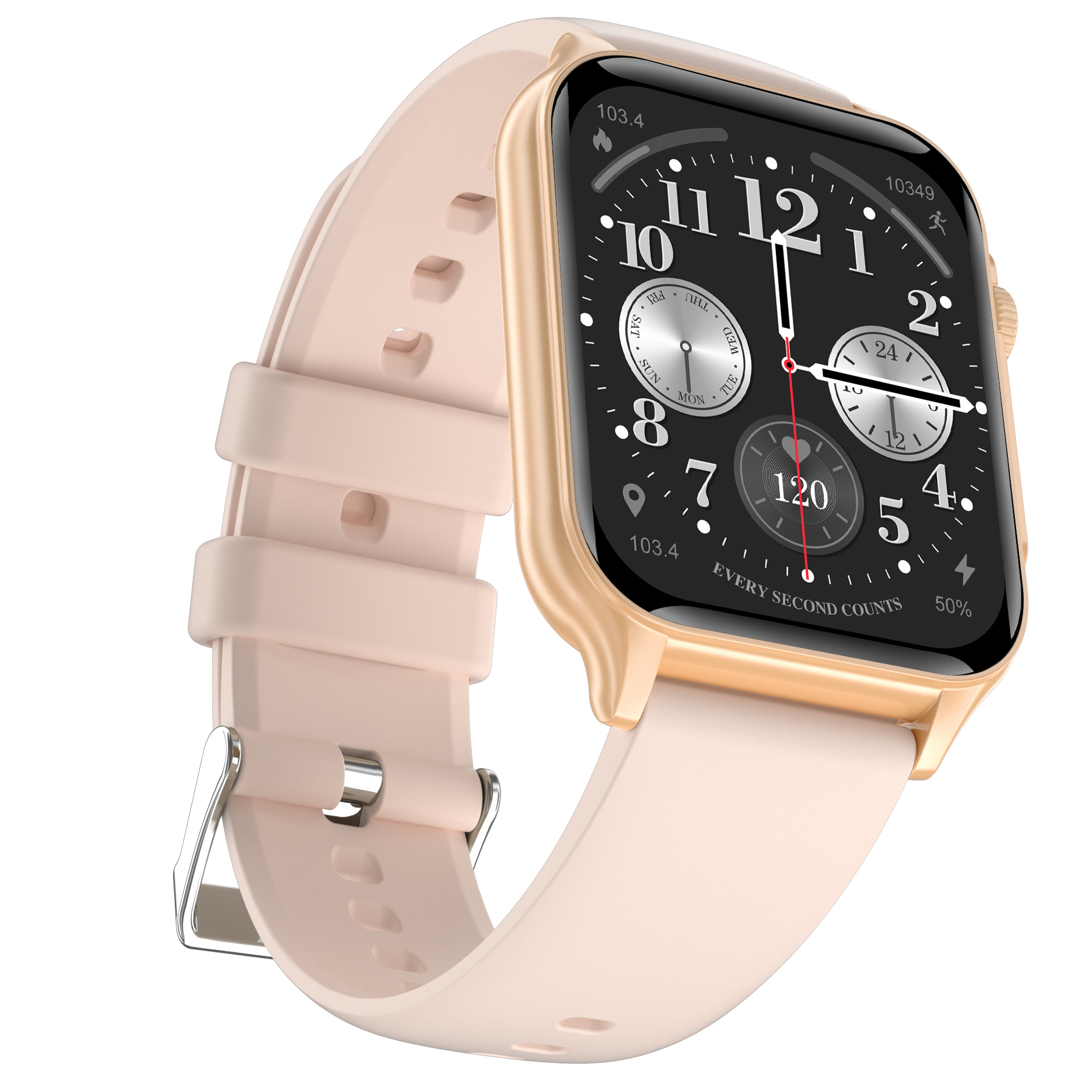 Montre connectée haut de gamme pour hommes et femmes, effet de lumière respirante colorée, fréquence cardiaque cool, montre-bracelet étanche: Rose