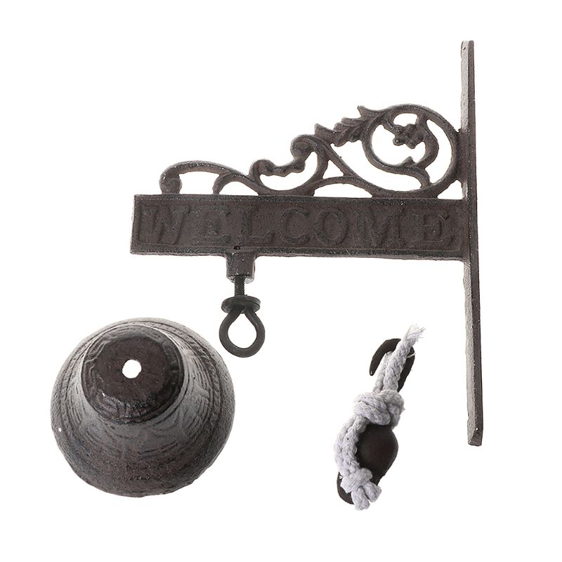 Antique Style Vintage fer suspendu porte cloche mural bienvenue sonnette porche maison jardin décoration