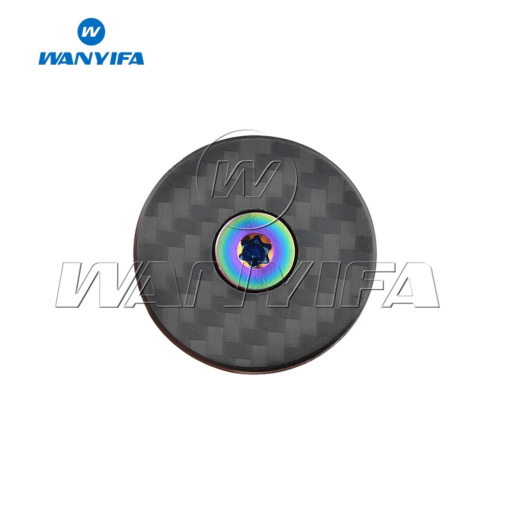 Wanyifa Titanium Ti Carbon Fiber Headset Top Cap & Titanium Bolt M6 x 35mm CNC Bicycle Accessories
