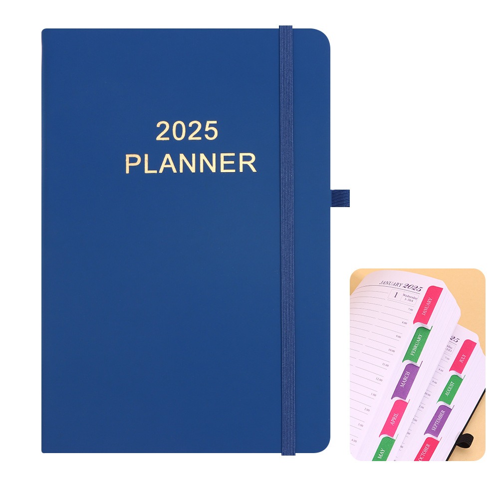 Schedule Journal Planner Notebook Efficiency Daily Planner Reminder Calendar Notebook PU with Straps Diary Book Office: Burgundy