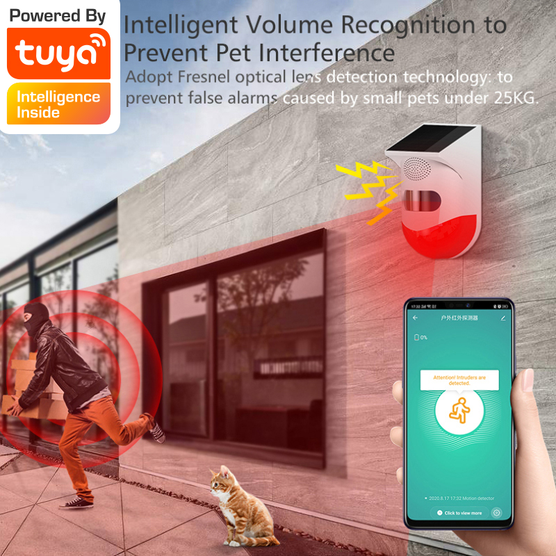 Tuya wifi udendørs vandtæt alarm sirene sensor 130db lyd trådløs smart life hjemmesikkerhedssystemer alexa google ifttt